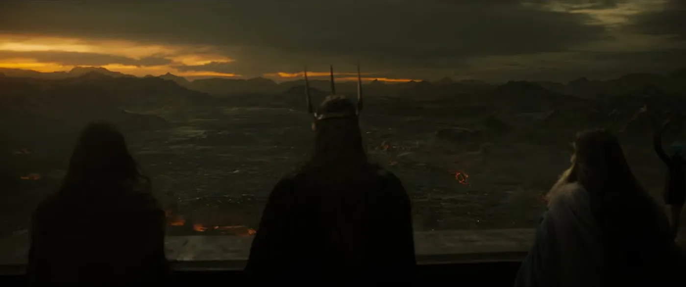 Les Nazgnagôl, de dos, contemplant les plaines du Mordor