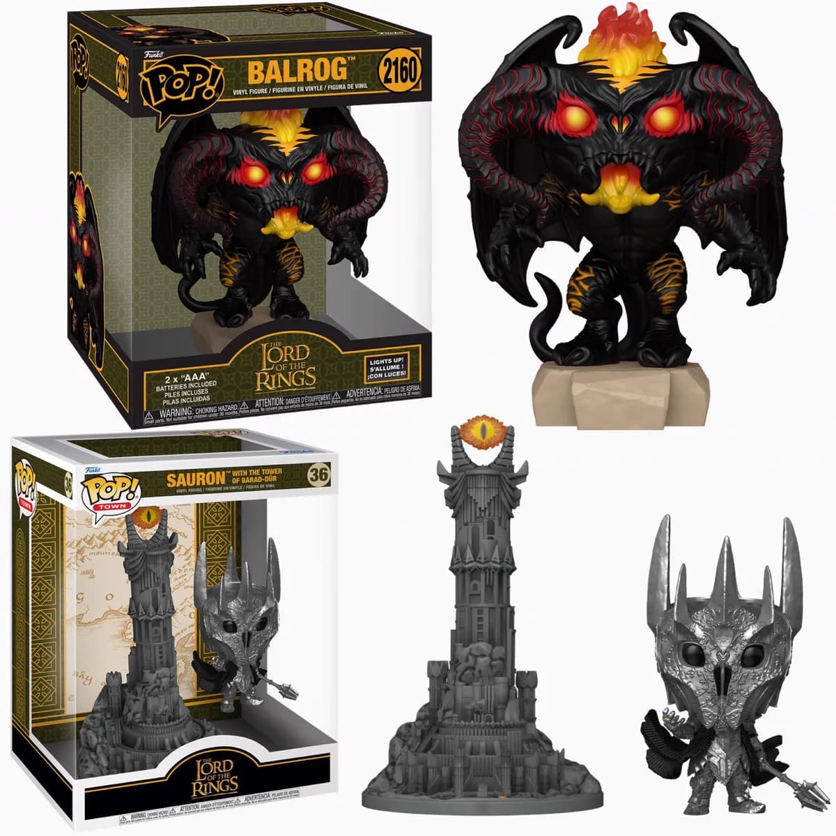 Figurines Funko POP Balrog, Barad-dûr et Sauron