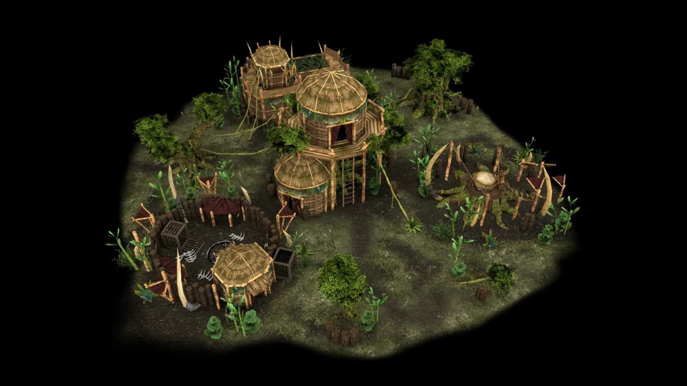 Un campement tribal dans une carte de jungle façon Harad