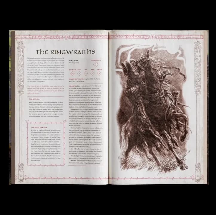 Aperçu intérieur du bestiaire Creatures Strange and Foul : les Nazgûl