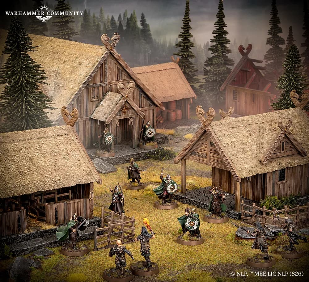 Village du Rohan attaqué par des cavaliers Wargs